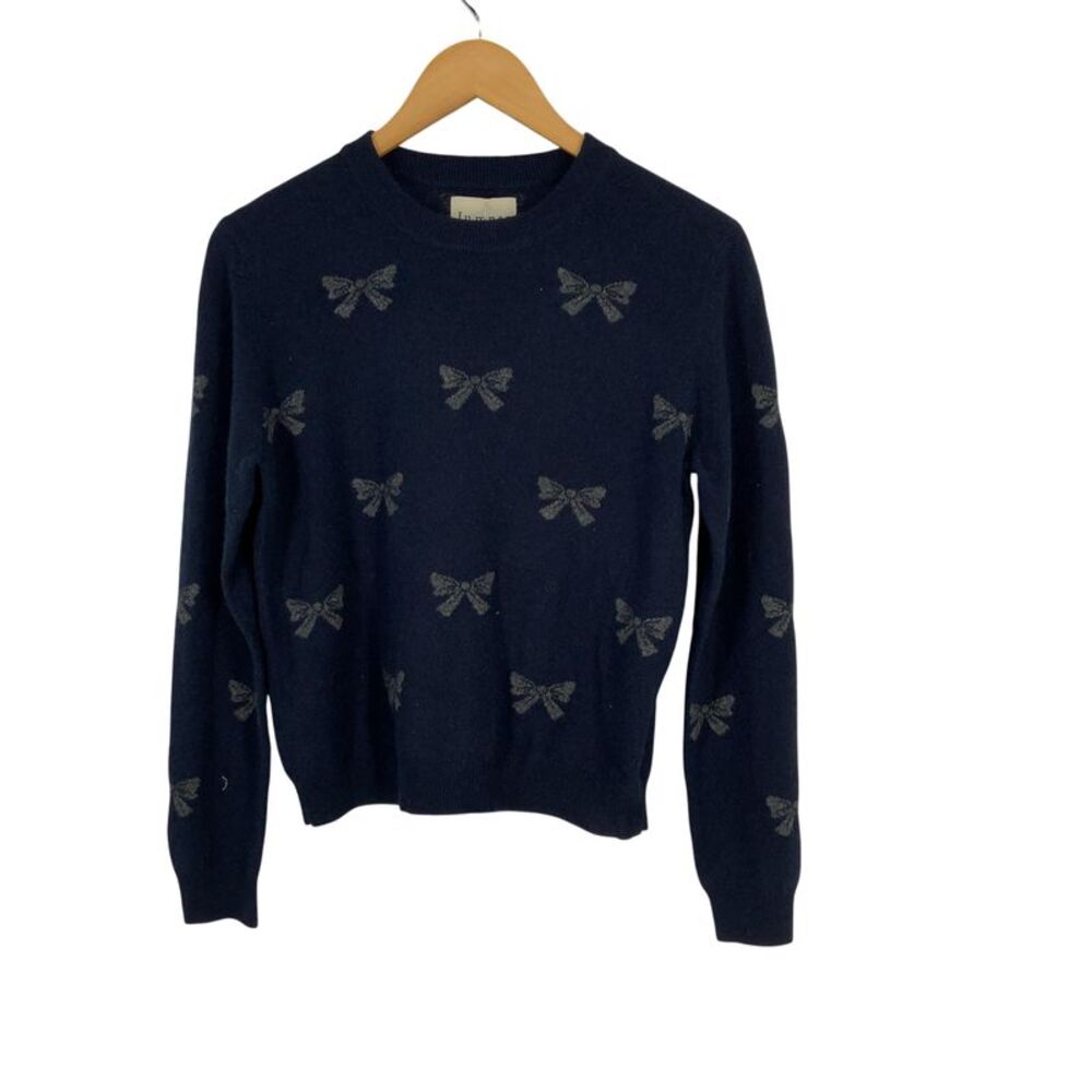 Jumper 1234 Women Longsleeve Bow Crewneck Sweater Blue 2